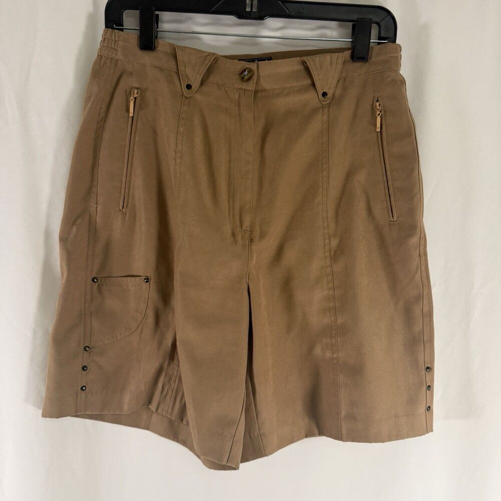 Jamie Sadock Shorts Women's 10 Brown Flat Front Pockets 7" Inseam High Rise